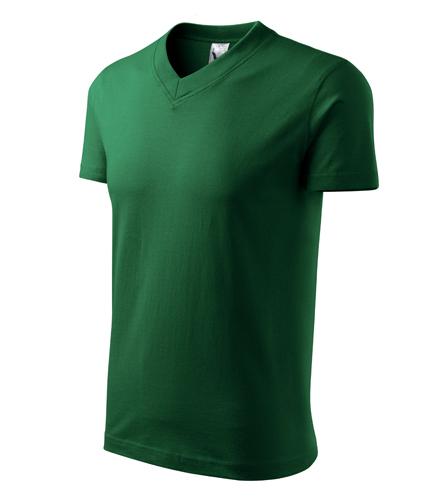 Tričko V-neck fľaškovozelená XL