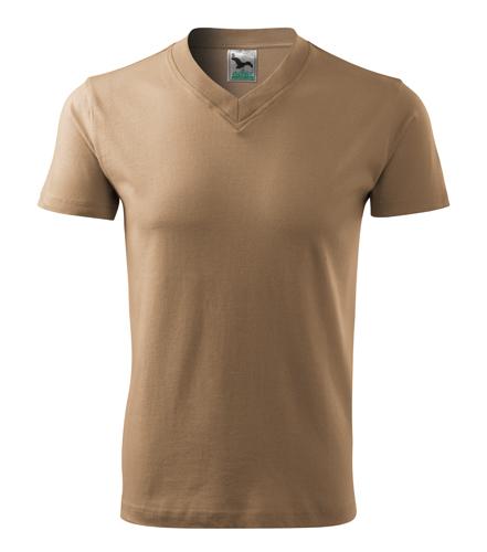 Tričko V-neck piesková 3X